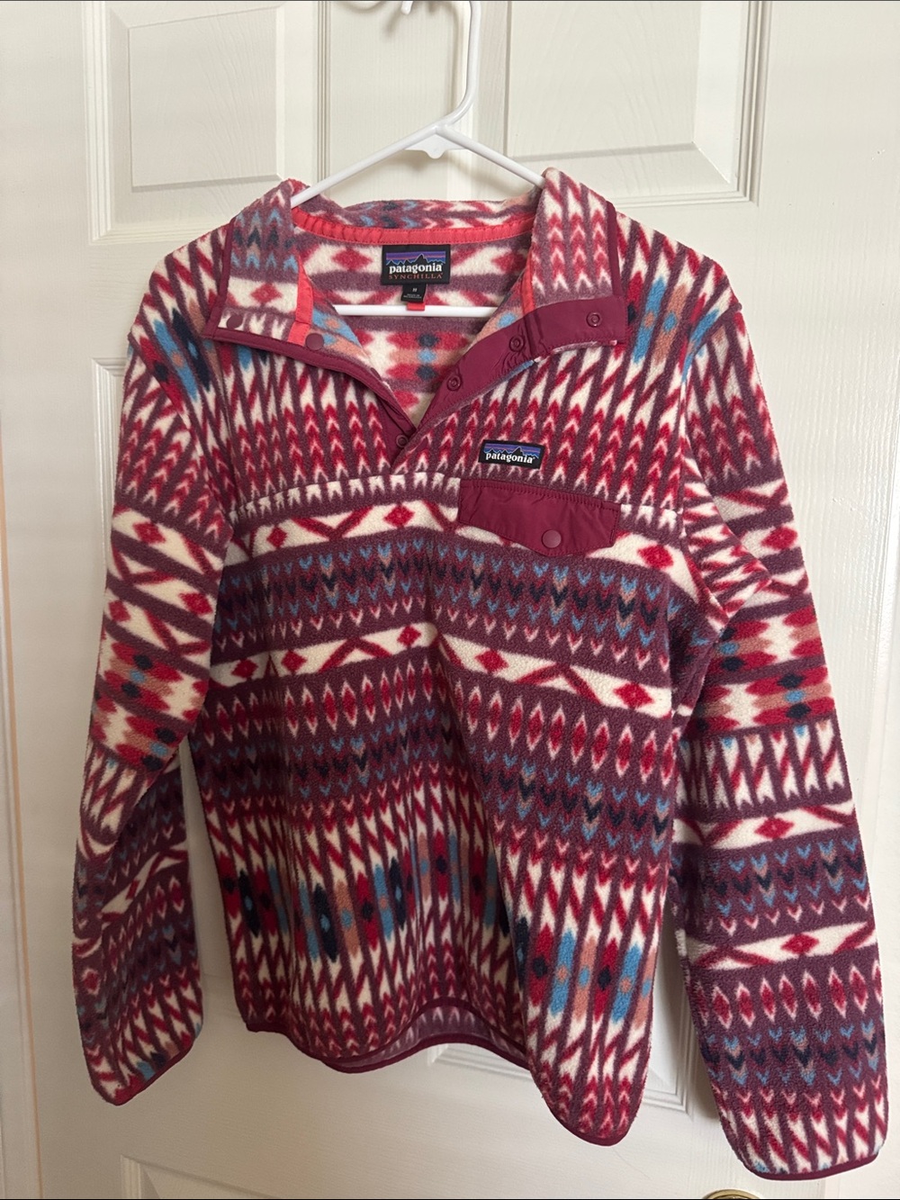 Patagonia Women’s Red Geometric Zip Fleece Pullover